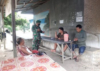 Personel Jajaran Kodim 0208/Asahan Tegur Warga Yang Langgar Protokol Kesehatan Di Pajak Delima