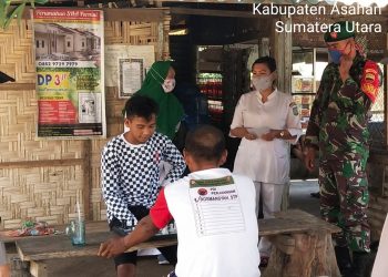 Berikan Himbau Warga Yang Sedang Nongkrong Untuk Memakai Masker Oleh Personel Jajaran Kodim 0208/Asahan