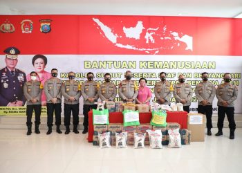 Kapolda dan Ketua Bhayangkari Daerah Sumut Serahkan Bantuan Kemanusiaan untuk Provinsi Sulawesi Barat dan Kalimatan Selatan
