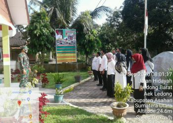 Jajaran Kodim 0208Asahan Laksanakan Apel Pagi Bersama Perangkat Desa Terkait Masalah Covid-19