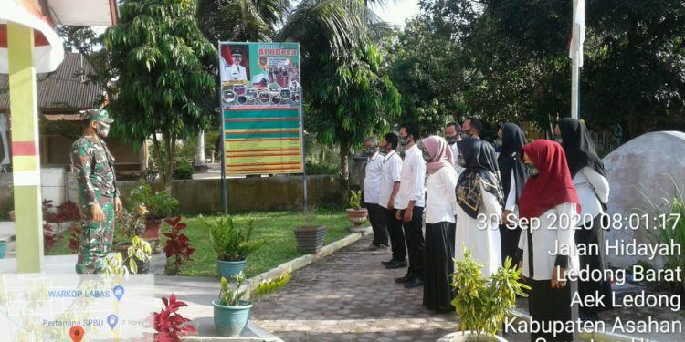 Jajaran Kodim 0208Asahan Laksanakan Apel Pagi Bersama Perangkat Desa Terkait Masalah Covid-19