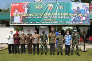 Kasdam I/BB Tinjau Vaksinasi Nasional Tahap II Kodim 0201/BS dan Apresiasi Walikota Medan