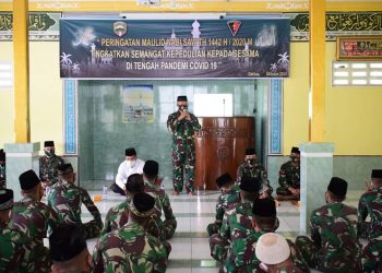 Prajurit Yonarmed 2/105 Peringati Maulid Nabi Muhammad SAW Tahun 1442 H/2020 M