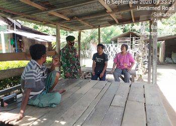 Penanganan Covid 19 di Desa Sukaraja, Personel Jajaran Kodim 0208/Asahan Turun Langsung Kewilayah Binaan