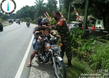 Himbau Pengendara Jalan Protokol Agar Terapkan New Normal Oleh Personel Jaajran Kodim 0208/Asahan