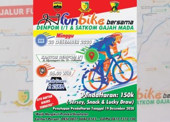 Satkom Gajah Mada Siantar Gelar Fun Bike Bersama Denpom 1/1 Siantar