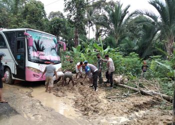 Longsor, Jalin Sibolga-Barus Tertimbun Tanah dan Kayu