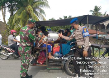 Kodim 0208/Asahan Kerjasama Bersama Instansi Terkait Untuk Memerangi Covid-19 Melalui Operasi Yustisi