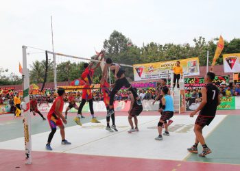 Sambut HUT Brimob Ke 72 Satuan Brimob Poldasu Gelar Turnamen Bola Voli  Merebut Piala Kasat Brimob