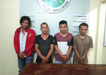 Usai Nyabu, Empat Pria Diciduk  Polres Simalungun dari Gubuk