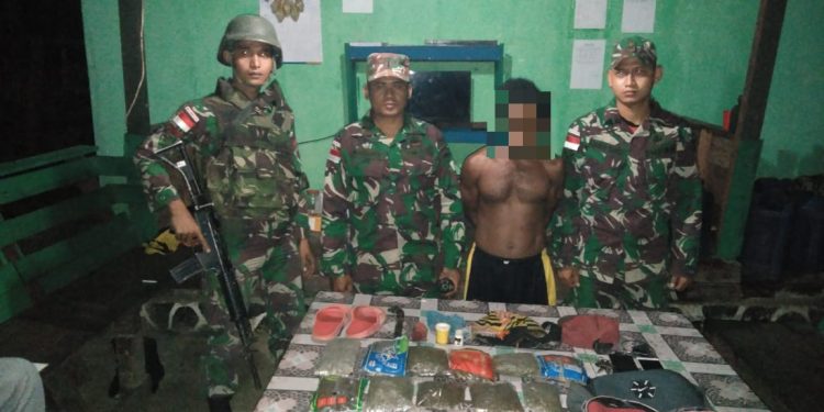 Satgas Pamtas Yonif 126/Kala Cakti Gagalkan Peredaran Ganja di Trans Papua