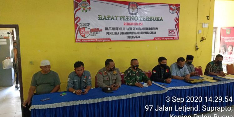 Rapat Pleno Terbuka Rekapitulasi Data Pemilu AsahanTurut Dihadiri Personel Jajaran Kodim 0208/Asahan