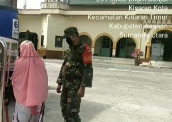 Terus Berupaya Himbau Jamaah Patuhi Protokol Kesehatan Personel Jajaran Kodim 0208/Asahan