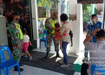 Penegakan Disiplin dan Sosialisasi Protokol Kesehatan yang dilaksanakan bertempat di Taman Hewan Bersama Kodim 0207/Simalungun