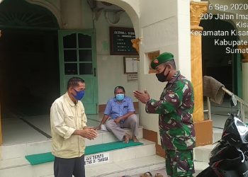 Kodim 0208/Asahan Turunkan Personelnya Lakukan Pengawasan Prokes Di Rumah Ibadah