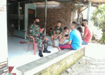 Komunikasi Sosial Bersama Masyarakat Personel Kodim 0208/Asahan Bicarakan Pencegahan Covid-19