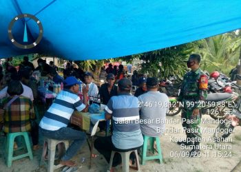 Sosialisasikan New Normal Di Tempat Keramain Oleh Personel Jajaran Kodim 0208/Asahan