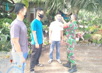 Wujud Nyata Kepedulian Kodim 0208/Asahan Kepada Warga Melalui Sosialisasi Prokes Dan Bagikan Masker