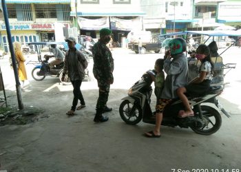 Lakukan Pengawasan Berjalannya New Normal Di Pasar Tradisional Oleh Personel Kodim 0208/Asahan