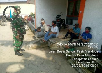 Himbau Warga Terapkan Prokes Di Lingkungan Keluarga Maupun Sosial Oleh Personel Jajaran Kodim 0208/Asahan