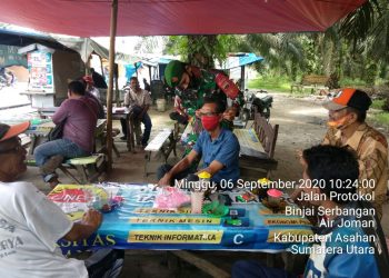 Kodim 0208/Asahan Melalui Koramil-07/Air Joman Gencar Himbau Warga Terapkan Protokol Kesehatan