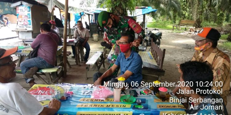 Kodim 0208/Asahan Melalui Koramil-07/Air Joman Gencar Himbau Warga Terapkan Protokol Kesehatan