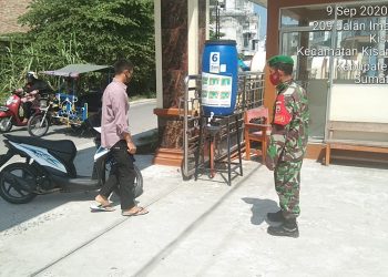 Himbau Pengurus dan Pengunjung Masjid Terapkan Protokol Kesehatan Bersama Personel Kodim 0208/Asahan