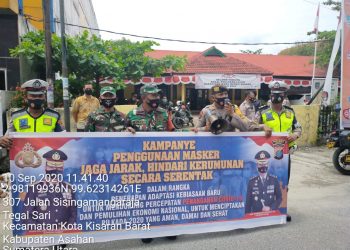 Berpartisipasi Dalam Kampanye Protokol Kesehatan Bersama Personel Kodim 0208/Asahan