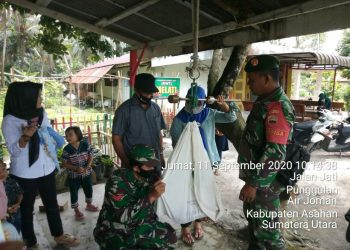 Wujudkan Balita Sehat, Personel Jajaran Kodim 0208/Asahan Dampingi Pelayanan Posyandu