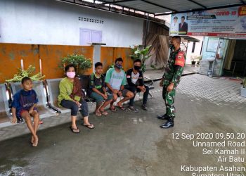 Personel Jajaran Kodim 0208/Asahan Selalu Berupaya Menekankan Angka Penyebaran Covid-19 Melalui Himbauan-Himbauan