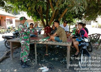 Himbau Warga Jauhi Keramain, Personel Jajaran Kodim 0208/Asahan Sosialisasikan Cegah Covid-19