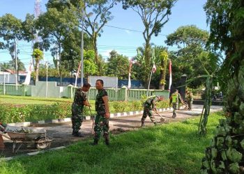 Danramil 01/Siantar Utara Jajaran Kodim 0207/Simalungun Ambil Apel Pagi Serta Berikan Motivasi Kepada Anggota