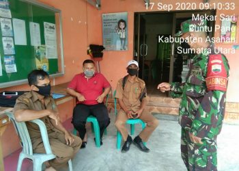 Melalui Perangkat Desa, Personel Kodim 0208/Asahan Himbau Agar Sebarkan Protokol Kesehatan Kepada Masyarakat