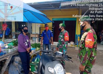 Personil Jajaran Kodim 0208/Asahan Sambangi Pasar Tradisional Guna Disiplinkan Protokol Covid-19