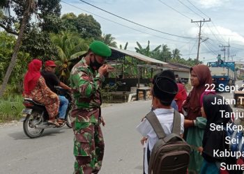 Personel Jajaran Kodim 0208/Asahan Sambangi Anak-anak,” Ayo Pakai Masker”