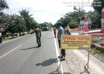 Sinergitas Antara Jajaran Kodim 0208/Asahan dan Forkopincam Tampak Pada Kegiatan Operasi Yustisi Antisipasi Covid-19