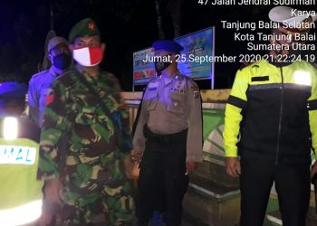 Kodim 0208/Asahan Melalui Personel Koramil 17/Datuk Bandar Laksanakan Pengawasan Protokol Kesehatan