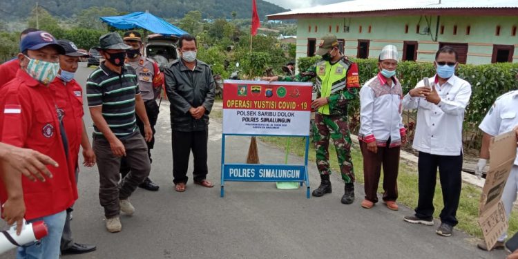 Turunkan Angka Positif Covid-19, Kodim 0207/Simalungun Gelar Razia Yustisi Gabungan dengan forkopimcam Saribu Dolok