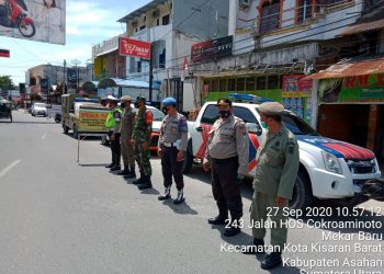 Wujud Rasa Prihatin Personel Kodim 0208/Asahan Terhadap Wabah Covid-19 Dengan Laksanakan Operasi Yustisi