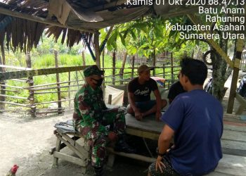 Pelopori Penerapan Protokol Kesehatan Warga Peronel Jajaran Kodim 0208/Asahan Sosialisasikan Cegah Covid-19