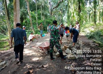 Laksanakan Aksi Sosial Bersama Masyarakat Binaan Bersama Personel Kodim 0208/Asahan