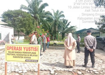 Jajaran Kodim 0208/Asahan dan Forkopincam Bersama Instansi Terkait Tampak Kompak Pada Kegiatan Operasi Yustisi Antisipasi Covid-19