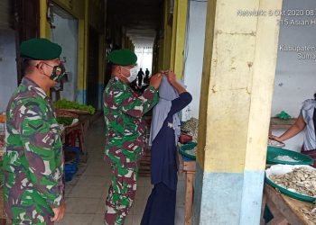 Awasi Berjalannya Prokes Di Pajak Delima Oleh Personel Jajaran Kodim 0208/Asahan