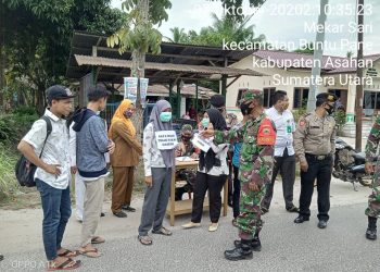Tim Gabungan Jajaran Kodim 0208/Asahan Laksanakan Operasi Yustisi Dalam Rangka Pendisiplinan Protokol Kesehatan