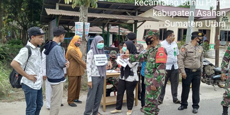 Tim Gabungan Jajaran Kodim 0208/Asahan Laksanakan Operasi Yustisi Dalam Rangka Pendisiplinan Protokol Kesehatan