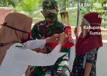 Kegiatan Posyandu Di Desa Rahuning 1 Didampingi Oleh Personil Jajaran Kodim 0208/Asahan