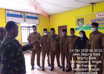 Personel Jajaran Kodim 0208/Asahan Himbau Para Kadus Dalam Kegiatannya Selalu Terapkan Protkes