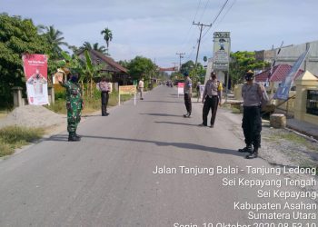 Dalam Rangka Razia Yustisi, Personel Jajaran Kodim 0208/Asahan Turut Serta Bergabung Dengan Personel Sei Kepayang