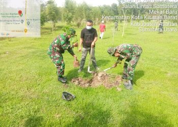 Kodim 0208/Asahan Melalui Personil Koramil 17/Datuk Bandar Semangat Laksanakan Reboisasi Demi Menghijaukan Bumi