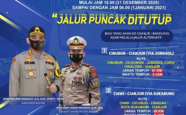Malam Pergantian Tahun Baru 2021, Jalur Puncak Ditutup Sat Lantas Polres Bogor Malam Pergantian Tahun Baru 2021, Jalur Puncak Ditutup Sat Lantas Polres Bogor